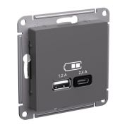 Розетка USB AtlasDesign тип A+C 5В/2.4А 2х5В/1.2А механизм базальт SE ATN001439