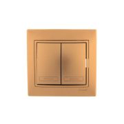 Выключатель 2-кл. СП Mira 10А IP20 со вставкой зол. метал. LEZARD 701-1313-101