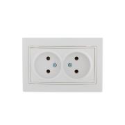 Розетка 2-м СП Mira 16А IP20 без заземл. с бел. вставкой керамика бел. LEZARD 701-0202-128