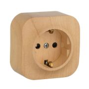 Розетка 1-м ОП Quteo 16А IP20 250В 2P+E с заземл. защ. шторки дерево IEK 782280