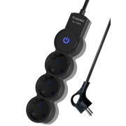 Удлинитель 3х3м с заземл. 10А IP20 2200Вт 220В защ. шторки ПВС 3х1 с выкл. черн. КОСМОС YKsm3m-3g-Z-V10A-B